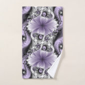 Lila Verlichtingsvlakte Abstract Floral Fractal Ar Bad Handdoek (Handdoek)