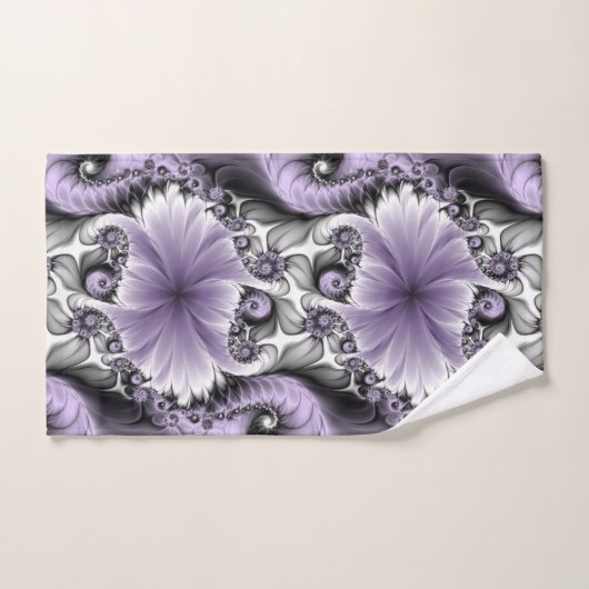 Lila Verlichtingsvlakte Abstract Floral Fractal Ar Bad Handdoek (Handdoek)