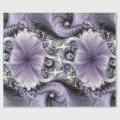Lila Verlichtingsvlakte Abstract Floral Fractal Ar Cadeaupapier (Vlak)