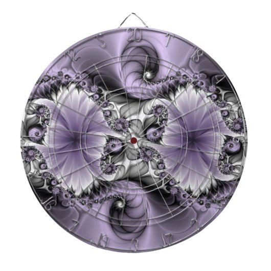 Lila Verlichtingsvlakte Abstract Floral Fractal Ar Dartbord (Voorkant)