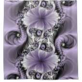 Lila Verlichtingsvlakte Abstract Floral Fractal Ar Douchegordijn (Voorkant)