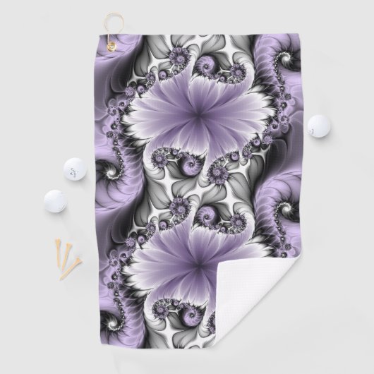 Lila Verlichtingsvlakte Abstract Floral Fractal Ar Golfhanddoek (Insitu)
