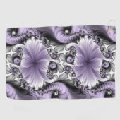 Lila Verlichtingsvlakte Abstract Floral Fractal Ar Golfhanddoek (Horizontaal)