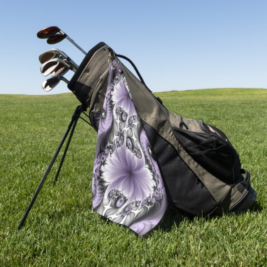 Lila Verlichtingsvlakte Abstract Floral Fractal Ar Golfhanddoek (Groen)