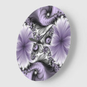 Lila Verlichtingsvlakte Abstract Floral Fractal Ar Grote Klok (Hoek)