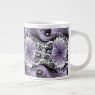Lila Verlichtingsvlakte Abstract Floral Fractal Ar Grote Koffiekop