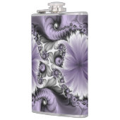 Lila Verlichtingsvlakte Abstract Floral Fractal Ar Heupfles (Links)