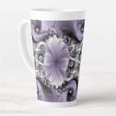 Lila Verlichtingsvlakte Abstract Floral Fractal Ar Latte Mok (Linkerhoek)