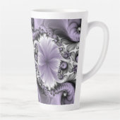 Lila Verlichtingsvlakte Abstract Floral Fractal Ar Latte Mok (Rechts)