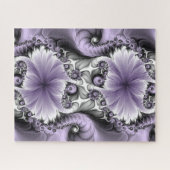 Lila Verlichtingsvlakte Abstract Floral Fractal Ar Legpuzzel (Horizontaal)