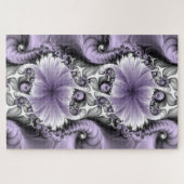 Lila Verlichtingsvlakte Abstract Floral Fractal Ar Legpuzzel (Horizontaal)