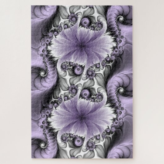 Lila Verlichtingsvlakte Abstract Floral Fractal Ar Legpuzzel (Verticaal)