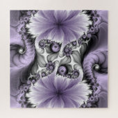 Lila Verlichtingsvlakte Abstract Floral Fractal Ar Legpuzzel (Horizontaal)