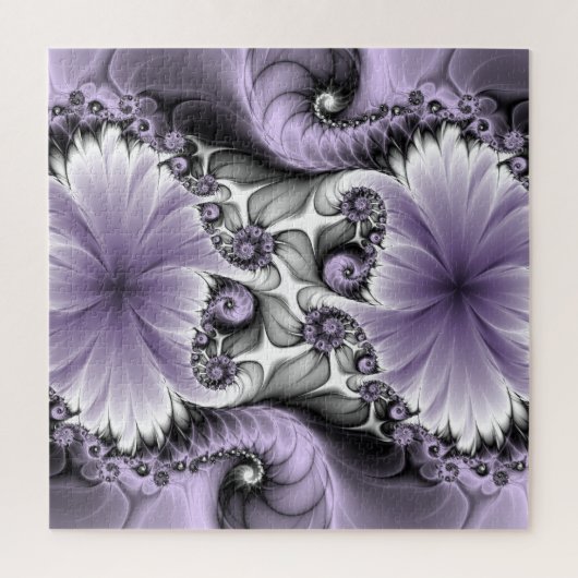 Lila Verlichtingsvlakte Abstract Floral Fractal Ar Legpuzzel (Verticaal)