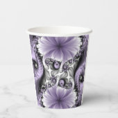 Lila Verlichtingsvlakte Abstract Floral Fractal Ar Papieren Bekers (Achterkant)