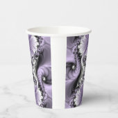 Lila Verlichtingsvlakte Abstract Floral Fractal Ar Papieren Bekers (Links)