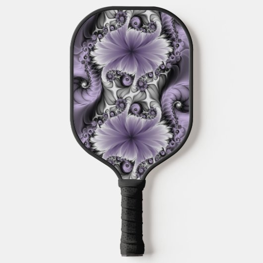 Lila Verlichtingsvlakte Abstract Floral Fractal Ar Pickleball Paddle (Voorkant)
