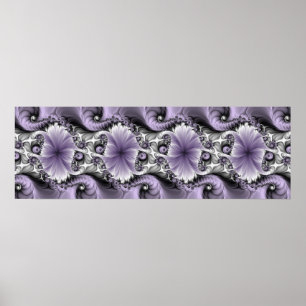 Lila Verlichtingsvlakte Abstract Floral Fractal Ar Poster