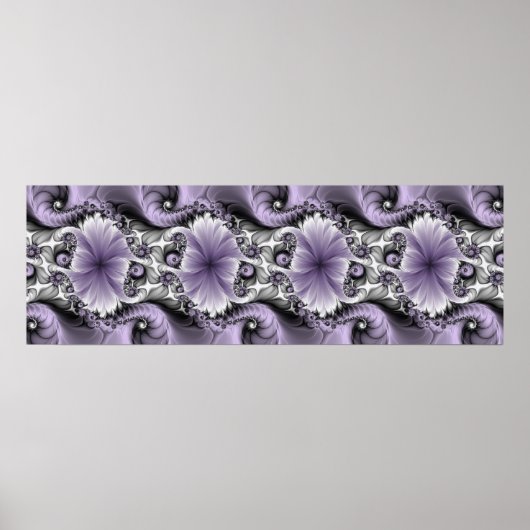 Lila Verlichtingsvlakte Abstract Floral Fractal Ar Poster (Voorkant)