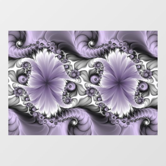 Lila Verlichtingsvlakte Abstract Floral Fractal Ar Raamsticker (Vel)