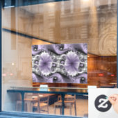 Lila Verlichtingsvlakte Abstract Floral Fractal Ar Raamsticker (Cafe Raam)