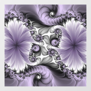 Lila Verlichtingsvlakte Abstract Floral Fractal Ar Raamsticker