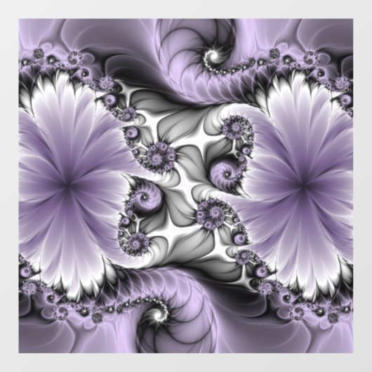 Lila Verlichtingsvlakte Abstract Floral Fractal Ar Raamsticker (Vel)