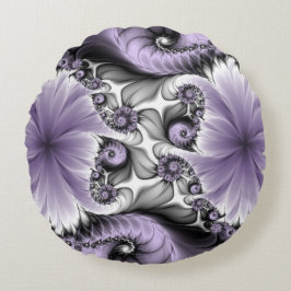 Lila Verlichtingsvlakte Abstract Floral Fractal Ar Rond Kussen