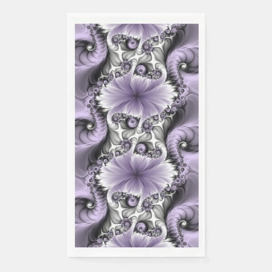 Lila Verlichtingsvlakte Abstract Floral Fractal Ar Servet (Voorkant)