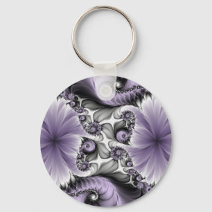 Lila Verlichtingsvlakte Abstract Floral Fractal Ar Sleutelhanger