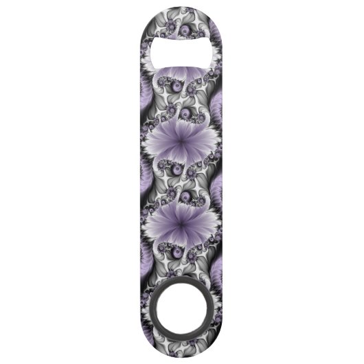 Lila Verlichtingsvlakte Abstract Floral Fractal Ar Speed Flessenopener (Voorkant)