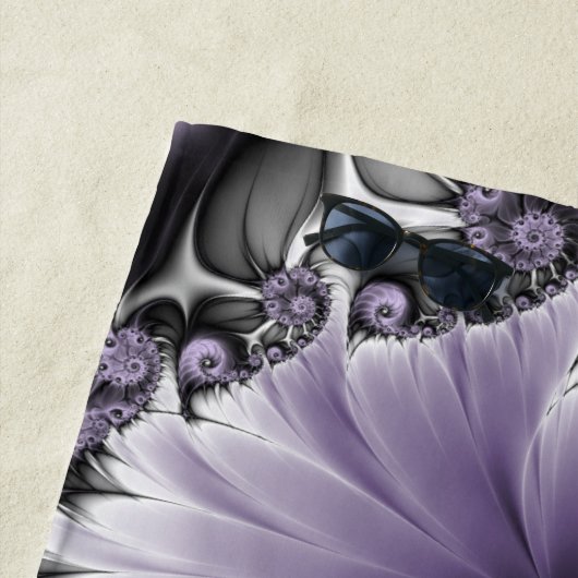 Lila Verlichtingsvlakte Abstract Floral Fractal Ar Strandlaken (In situ)