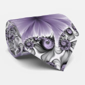 Lila Verlichtingsvlakte Abstract Floral Fractal Ar Stropdas (Opgerold)