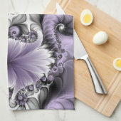 Lila Verlichtingsvlakte Abstract Floral Fractal Ar Theedoek (Quarter Fold)