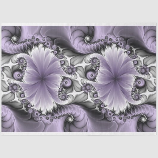 Lila Verlichtingsvlakte Abstract Floral Fractal Ar Tissuepapier (Voorkant)