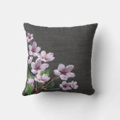 Lila Vertakkingen Waterverf Bloemen Burlap Kijk Kussen (Achterkant)