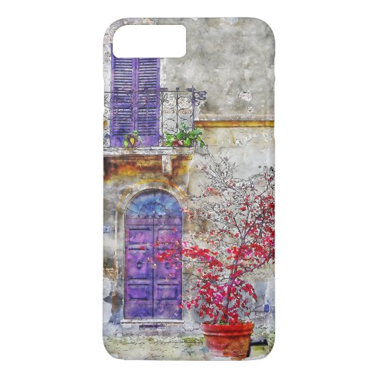 Lila Violet Deurtuin Balkon Tekening Schilderij Case-Mate iPhone Case (Achterkant)
