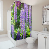 Lila violett rosa pink Lupinen Blumen polyphyllus Douchegordijn (In situ)