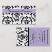 Lila Visitekaartjes met lave Paars Black Damask La (Voorkant / Achterkant)