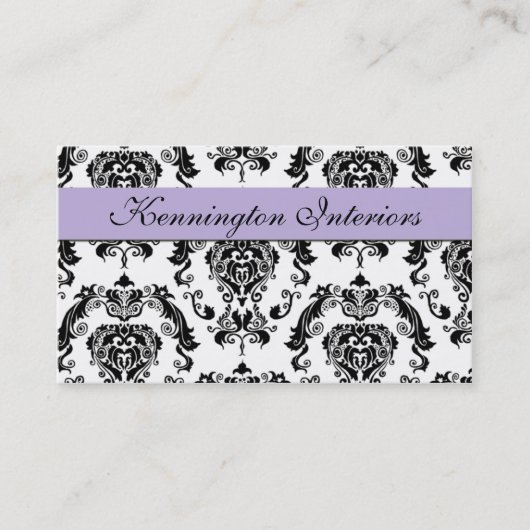 Lila Visitekaartjes met lave Paars Black Damask La (Voorkant)