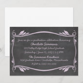 Lila Vlaams Chalkboard Afstuderen uitnodigen Kaart (Voorkant / Achterkant)