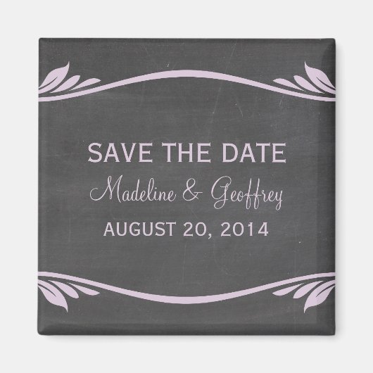 Lila Vlaams Chalkboard Save the Date Magnet (Voorkant)