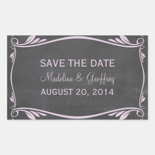 Lila Vlaams Chalkboard Save the Date Stickers (Voorkant)
