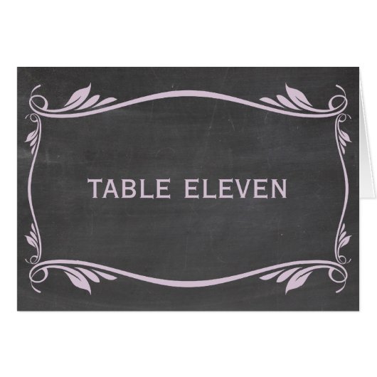 Lila Vlaamse Chalkboard Table Number Kaart (Voorkant Horizontaal)