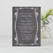 Lila Vlaamse Chalkboard Wedding Invite Kaart (Staand voorkant)