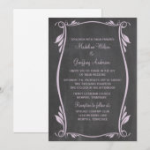 Lila Vlaamse Chalkboard Wedding Invite Kaart (Voorkant / Achterkant)