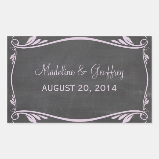 Lila Vlaamse Chalkboard Wedding Stickers (Voorkant)