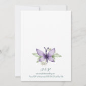 Lila vlinder aquarel bruiloft kaart (Achterkant)