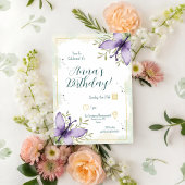 Lila vlinder aquarel verjaardag kaart