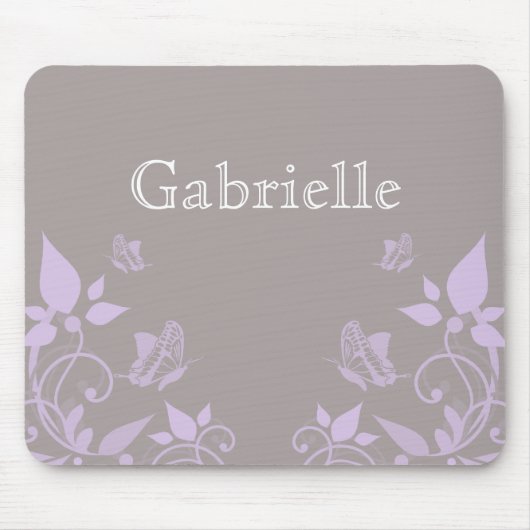 Lila vlinder Floral Mousepad Muismat (Voorkant)